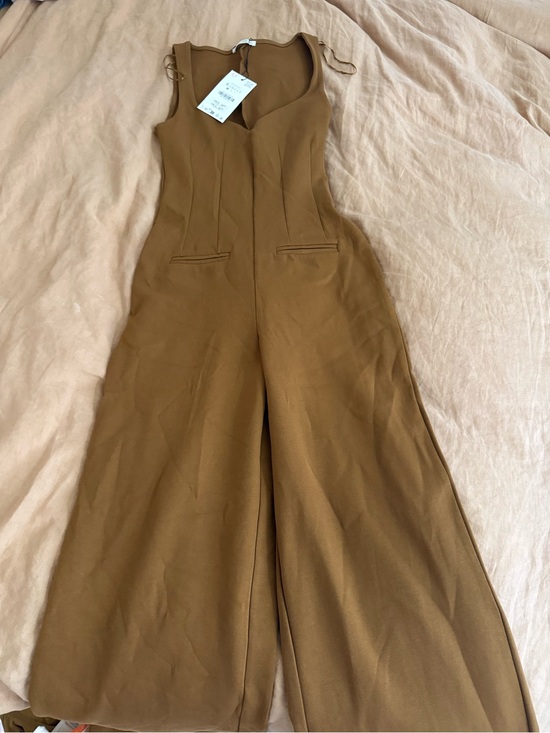 Zara Pants - Zara Brown Wide-Leg Tailored Jumpsuit